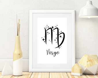 Virgo Print, Zodiac Imprimible, Virgo Zodiac gifts, Signo zodiacal, Arte mural zodiacal, Imprimir Descarga digital