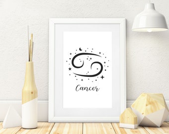 Cancer Print, Zodiac Printable, Cancer Zodiac gifts, Zodiac sign, Zodiac wall art, Print Digital Download