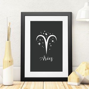 Aries Print, Zodiac Printable, Aries Zodiac gifts, Zodiac sign, Zodiac wall art, Print Digital Download