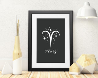 Aries Print, Zodiac Printable, Aries Zodiac gifts, Zodiac sign, Zodiac wall art, Print Digital Download