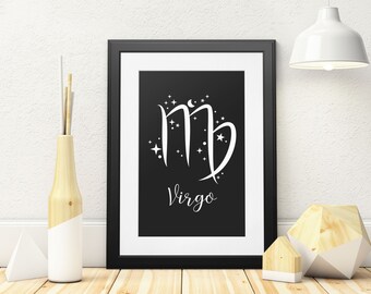 Virgo Print, Zodiac Imprimible, Virgo Zodiac gifts, Signo zodiacal, Arte mural zodiacal, Imprimir Descarga digital