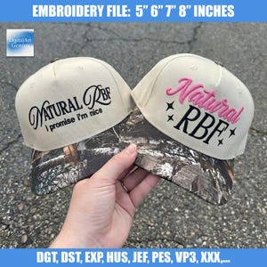 Broderifil med paket: Naturlig RBF, rolig hattcitatdesign, trendig basebollkeps broderad