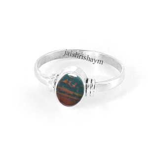 Natural Bloodstone Gemstone Ring- Handmade Signet Ring- Dainty Ring Women- Solid 925 Sterling Silver Ring- Anniversary Gifts For Women