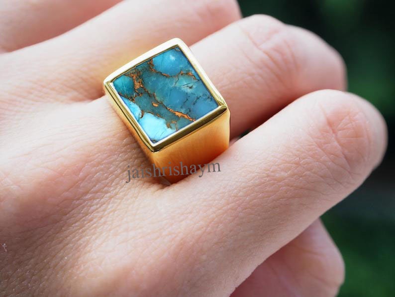 Blue Stone Ring for Mens Solid 925 Sterling Silver Etsy UK