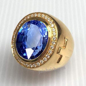 Blue Sapphire Mens Signet Bishop Ring Vintage Silver Ring - Etsy