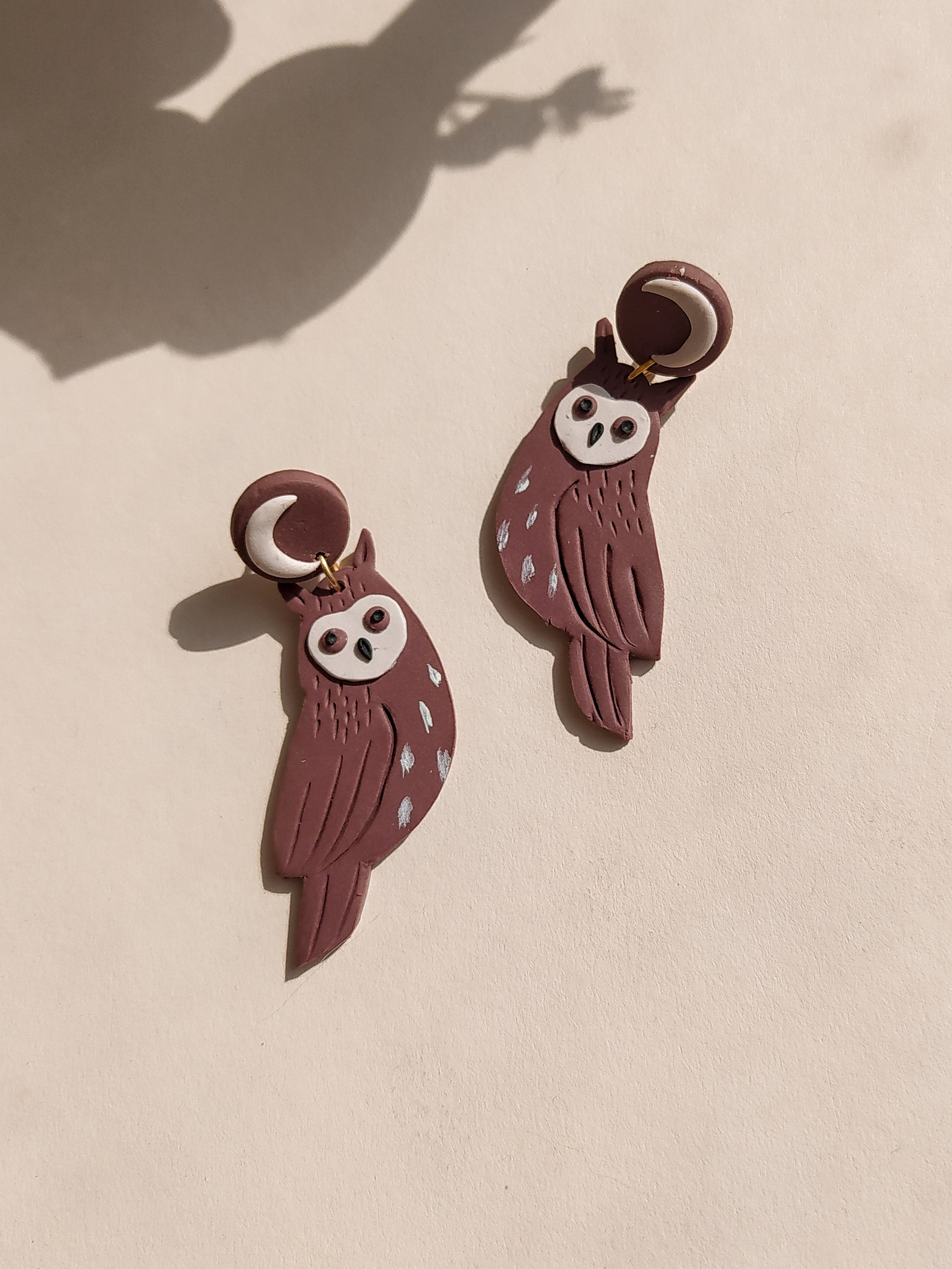 Owl Earrings Handmade Polymer Clay Earrings Lightweight Etsy