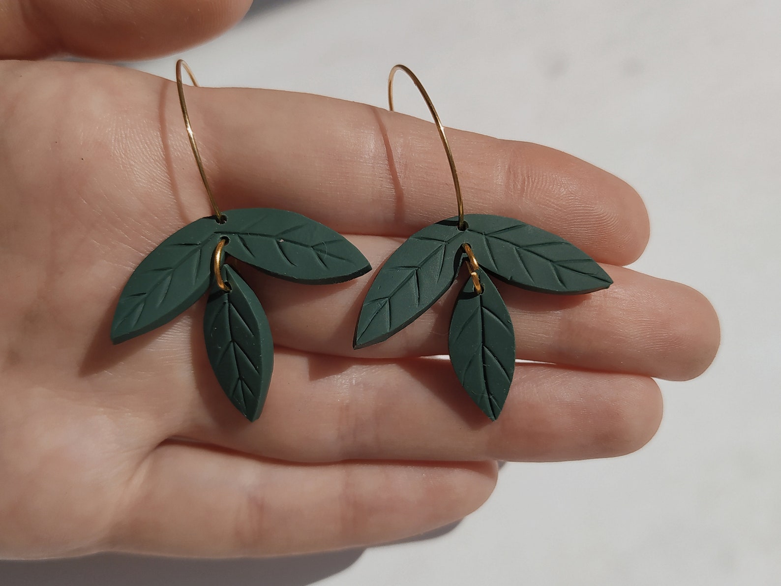 Leaf Earrings Polymer Clay Handmade Lightweight Nickel Etsy
