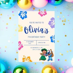 Lilo & Stitch Birthday Party Invitation, Lilo and Stitch Invite, Birthday Invitation, Party Invite, Editable Invitation, Instant Download