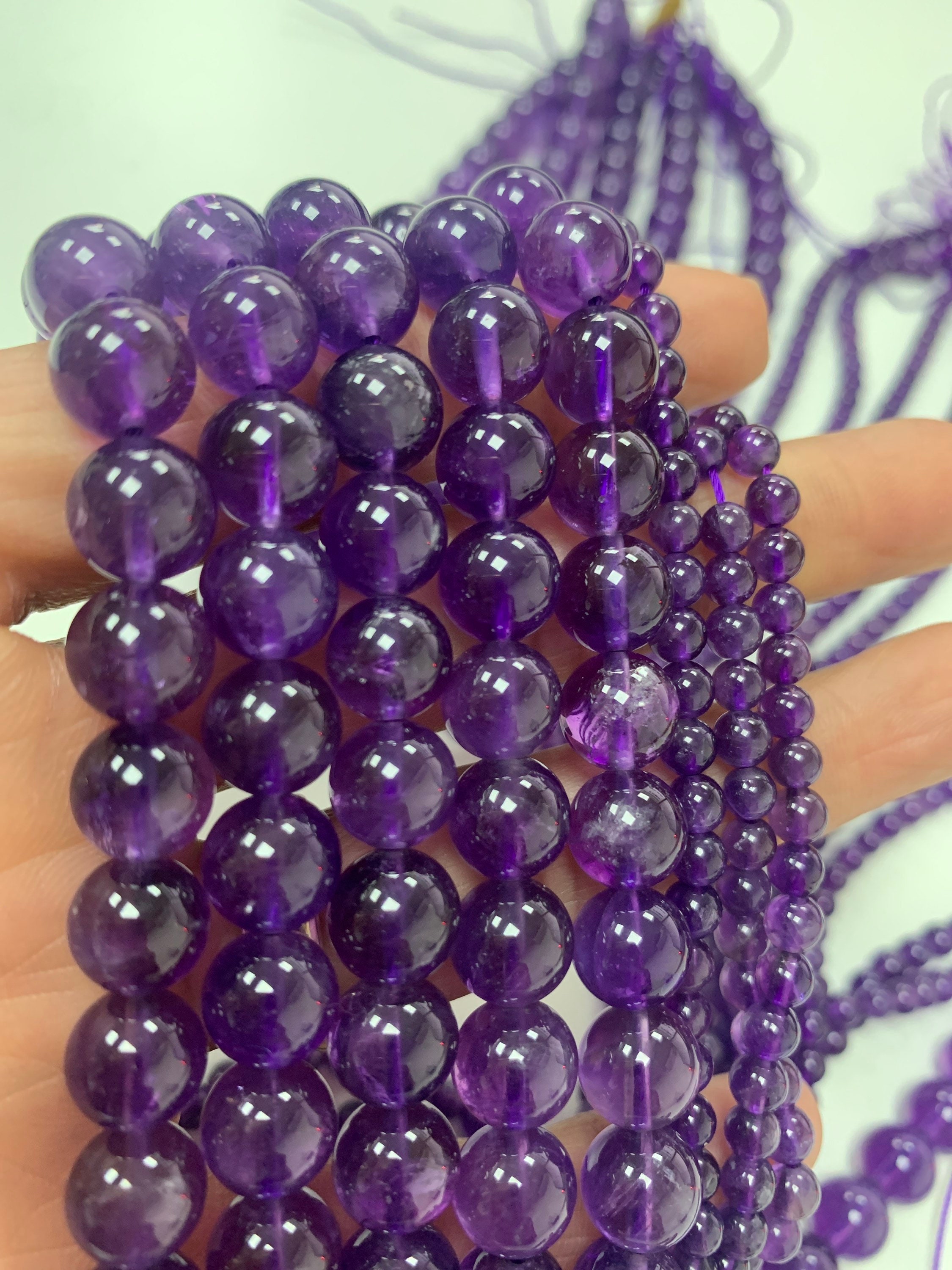 Natural activated Crystal healing beads Amethyst Eases Etsy