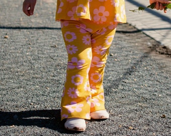 Jersey Knit Bell Bottoms - Bell Bottom Flare Pants - Two Groovy Outfit - Girls Flare Yoga Pants - Retro Bell Bottoms - Vintage Bell Bottoms