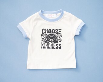 Choose Kindness Kids Retro Ringer Tee - Kids Vintage Style Tee - Kids Retro Tee - Gender Neutral T-Shirt - Graphic Tee
