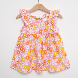 Pink Vintage Style Dress Girls - Floral Girls Dress - Two Groovy Birthday Outfit - Retro Toddler - 70s Toddler Dress - 60s Toddler