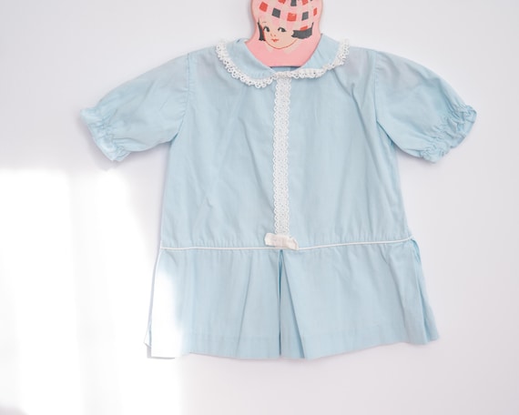 Vintage Pale Blue Baby Girl Drop Waist Dress - Vintage Baby Girl Dress - Vintage Girls Dress - Vintage Dress - Baby Girl Dress