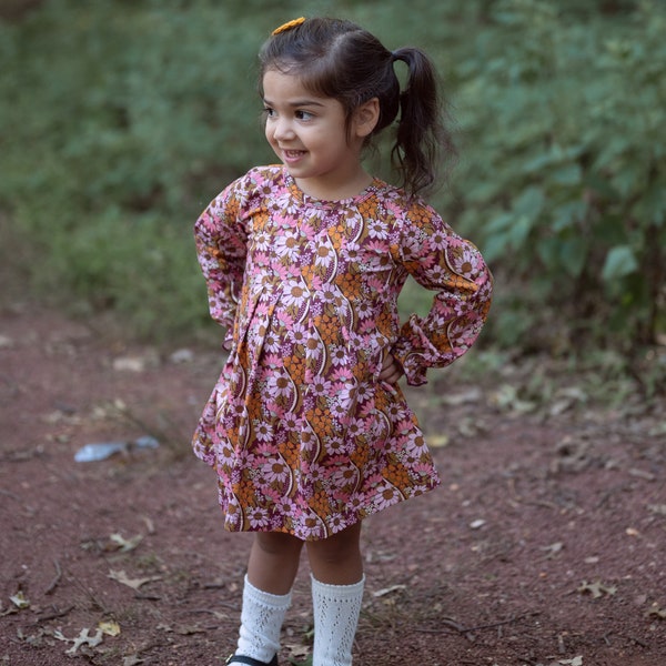Vintage Floral Baby Toddler Girl Dress - Boho Girls Dress - Vintage Floral Dress - Groovy Toddler Dress - 70s Baby Dress - Groovy Girls