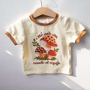 Merry Mushroom Ringer T-Shirt - 70s Style Shirt - Toddler Ringer Tee -  Toddler Girl Clothes - Hippie Girls Clothes - Toddler Boy Clothes