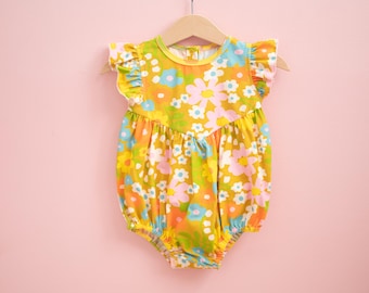 Baby Girl Romper - Vintage Style Romper - Baby Girl Summer Floral Romper - Baby Girl Birthday