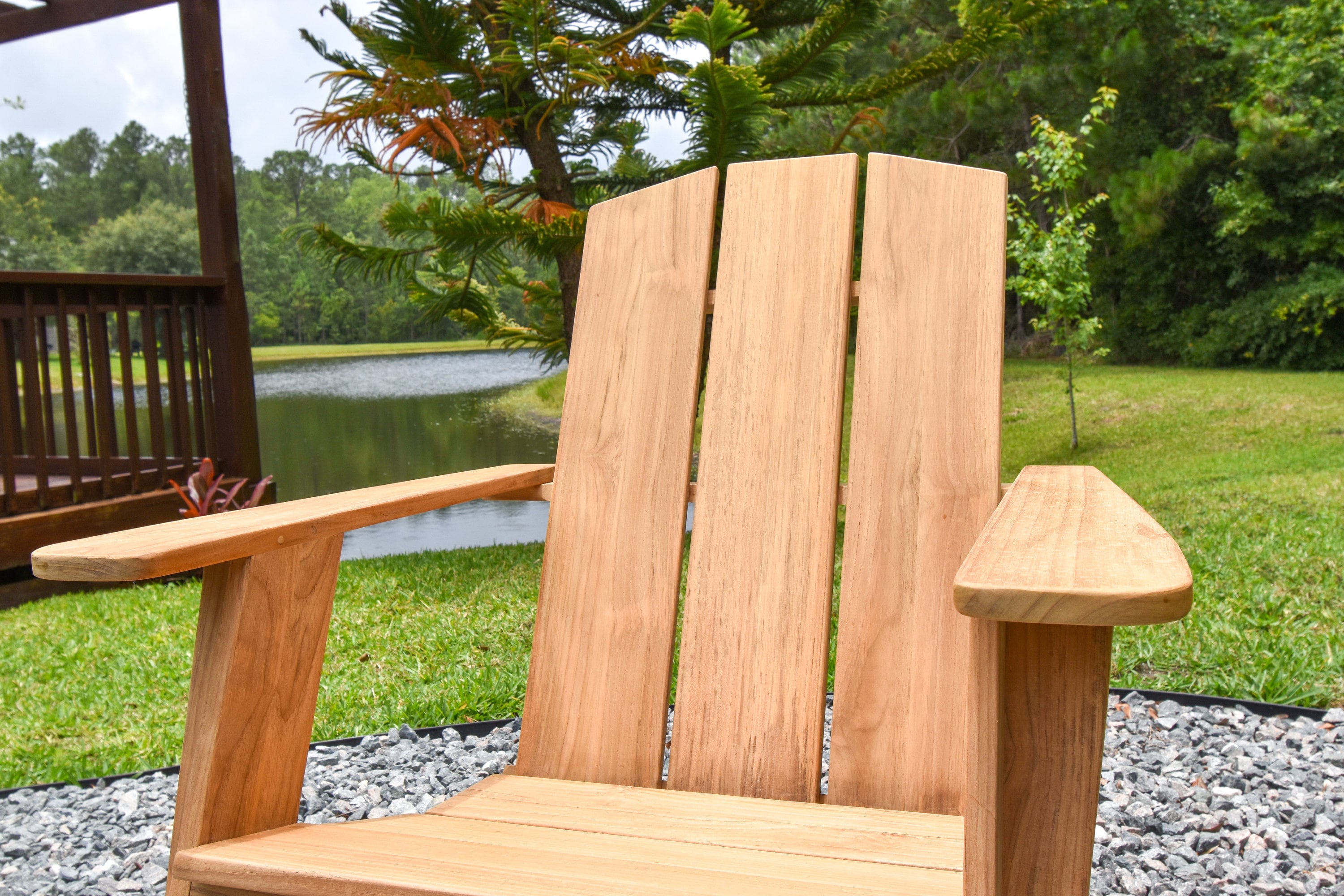 Sawgrass Teak Adirondack Chair Modern Outdoor Furniture With FREE