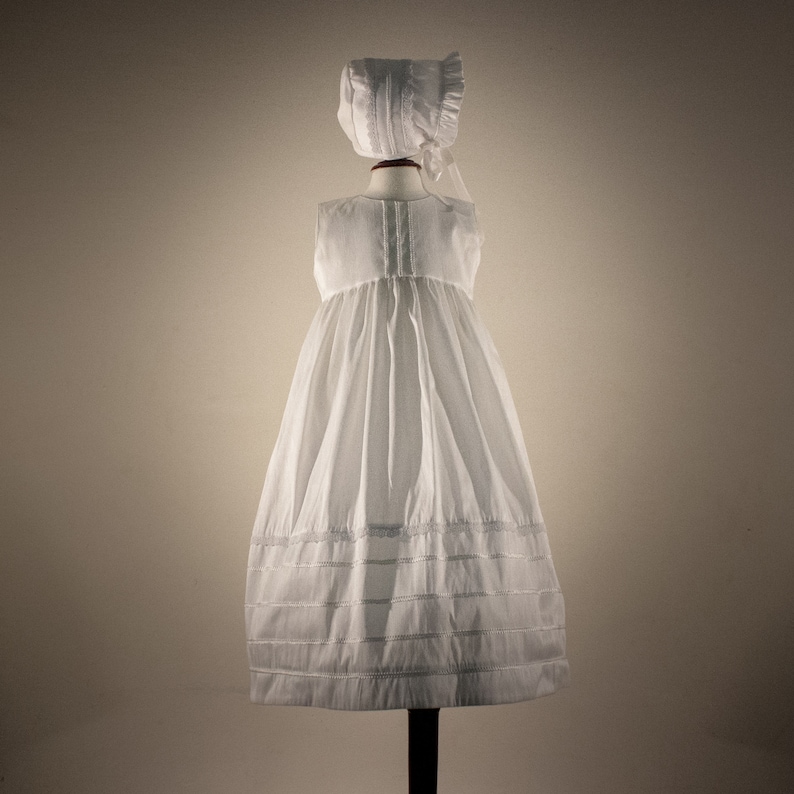 Baptizing ropon for girl fully lined Christening gown CRISTINA Handmade. Made in French Shangtun