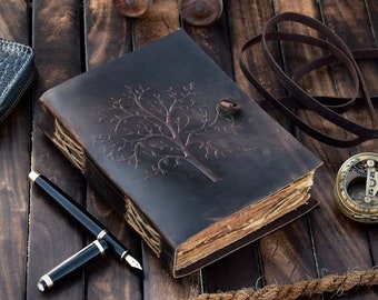 Tree Of Life Leather Journal: Vintage Book of Shadows, 7x5 Inch