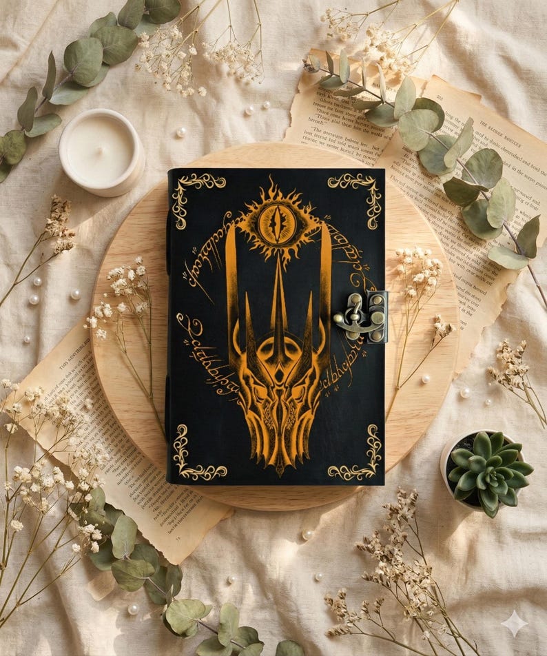LOTR Sauron Leather Journal: Tolkien Lord of the Rings, DND notebook Fantasy book for decor