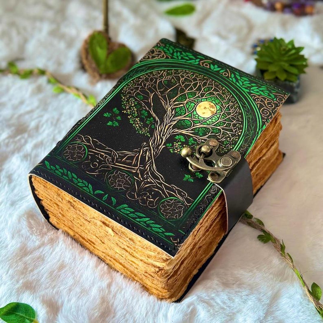 Tree of Life Leather Grimoire Journal: Blank Book of Shadows - Etsy
