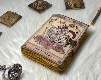 The Lovers Tarot Journal: Handmade Leather Book of Shadows with Deckle Edge Paper