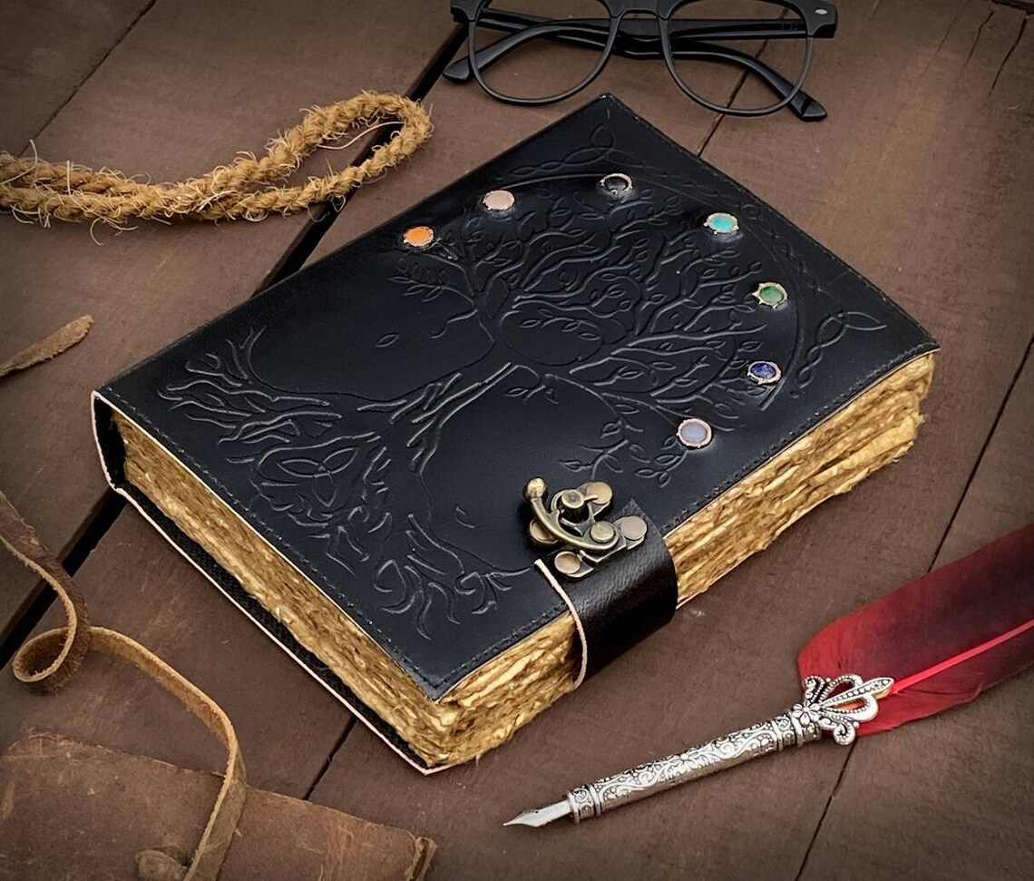 Tree of Life Leather Journal Vintage Leather Journal Deckle Etsy