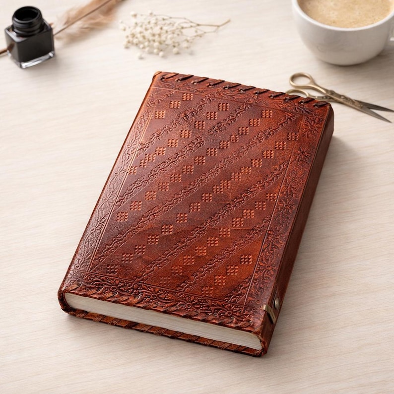 Extra Large Leather Journal - Seven Stone Chakra Spell Book of Shadows Grimoire Journal Witchcraft Wiccan Pagan Altar Decor Spiritual Gifts