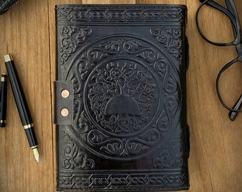 Book of Shadows Vintage Leather Journal With Semi Precious