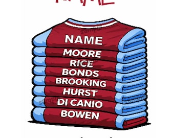 Personalised Stacked West Ham Football Top Birthday Card, Football Gift, dad, son, brother