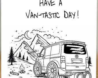 Personalised Campervan Birthday Card, or Mug Gift, mum, dad, sister, brother, daughter, uncle . son