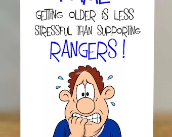Personalised Gers Fan Birthday Card, Football Gift, dad, son, brother