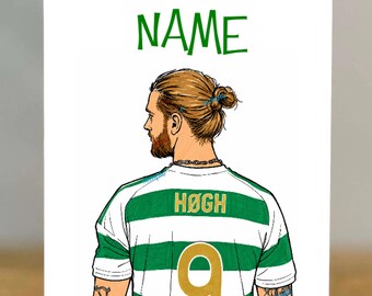 Personalised Kasper Hogh Footballer Birthday Card,   mum, dad, grandad, son, daughter, brother, sister