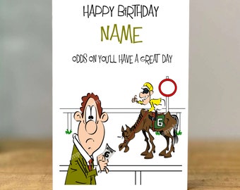 Personalised Horse Racing Birthday Card, Punters Gift, Dad, grandad, son, brother, Cheltenham