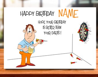 Personalised Darts Birthday Card,  mum, dad, grandad, gran, son, daughter, brother, sister