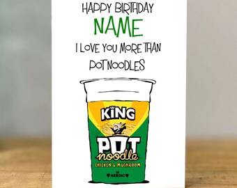 Personalised Noodles Birthday Card,  mum, dad, grandad, gran, son, daughter, brother, sister