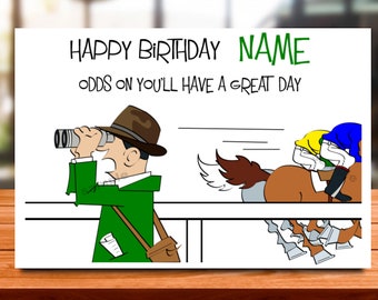 PERSONALISED BIRTHDAY CARD NAME/AGE SPORT/HORSE RACING/DAD/SON/BROTHER/MALE 