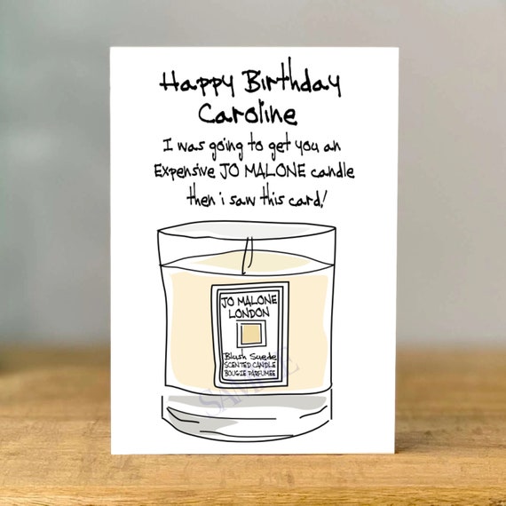 Personalised Jo Malone inspired Birthday Card, Sister, BFF, Best Friend,  Mum, friend, Niece, Aunt,Daughter,greeting card,designer candle