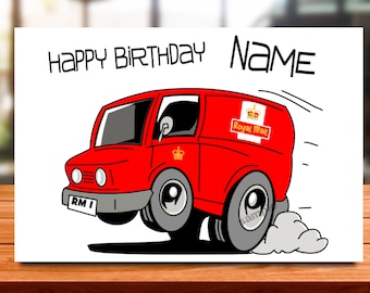 Personalised Postman Birthday Card, Royal Mail, work colleage, mum, dad, grandad, gran, brother, sister