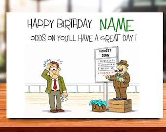 Personalised Horse Racing Birthday Card, Punter Gift, Cheltenham, ascot, dad, son, grandad, brother
