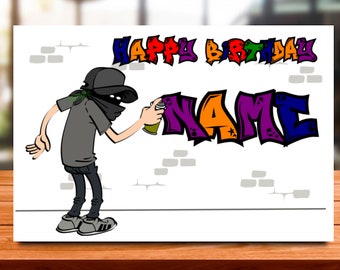 Personalised Graffiti Birthday Card, son, Sister, BFF, Best Friend, Dad, Bother, Mum, friend, Niece, cool, Daughter, greeting card, dude