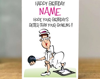 Personalised Lawn Bowls Birthday Card, gran, mum, sister, aunt, daughter