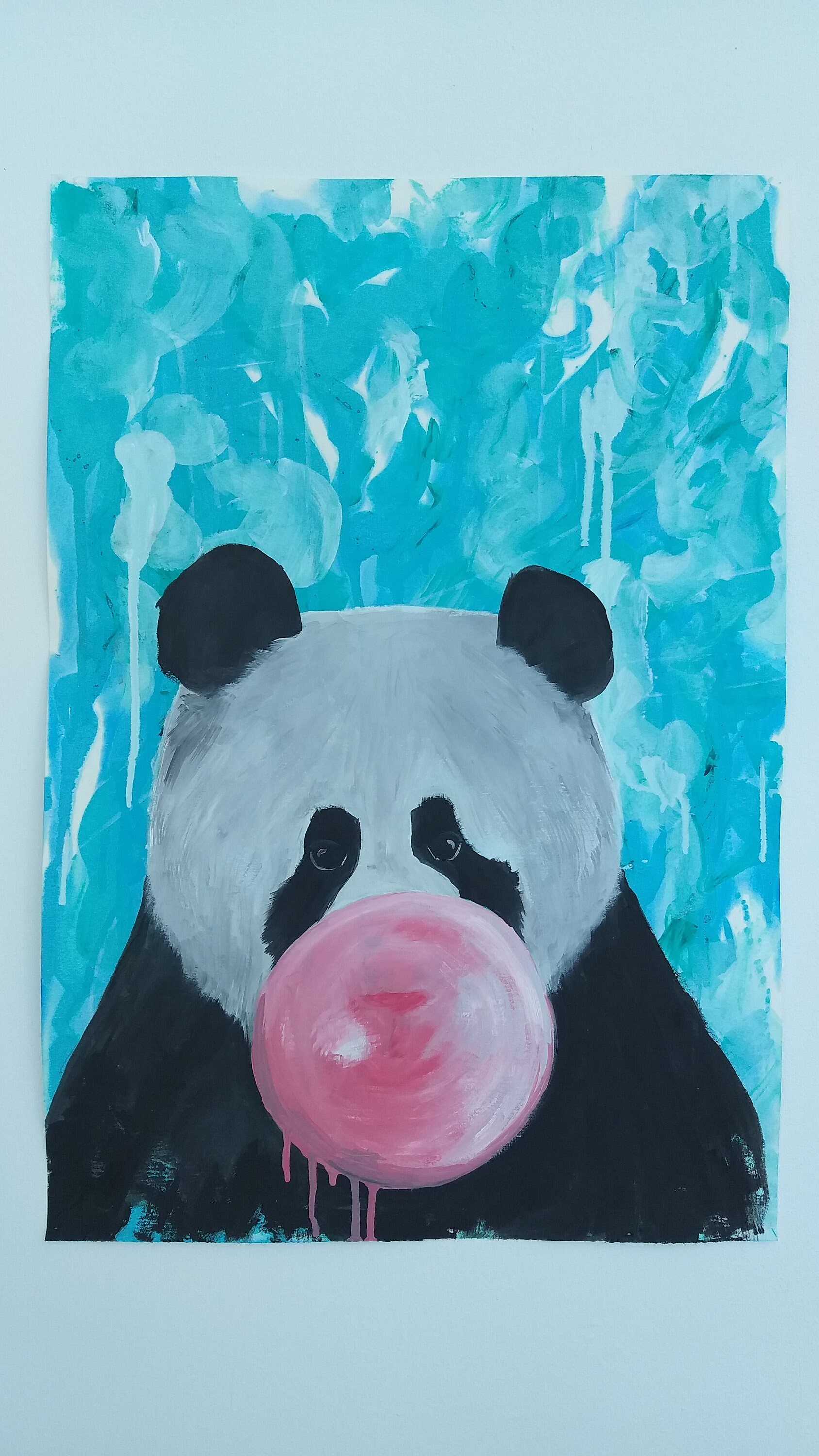 Paintings on canvas Wall Art pink panda Celebrating Etsy