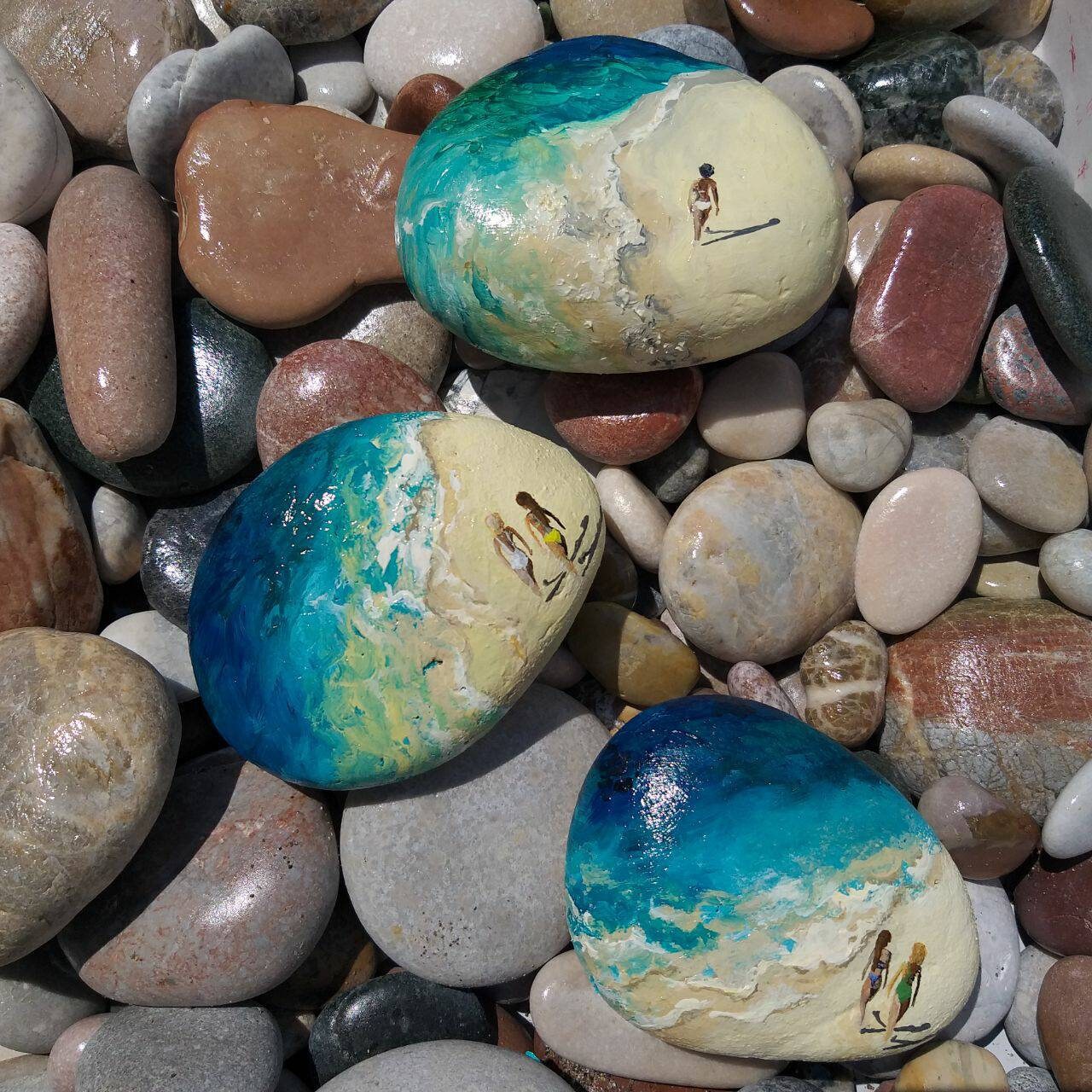 【爆売り！】 From Collected Stone Natural Painted Sea, Paintig Oil コレクション