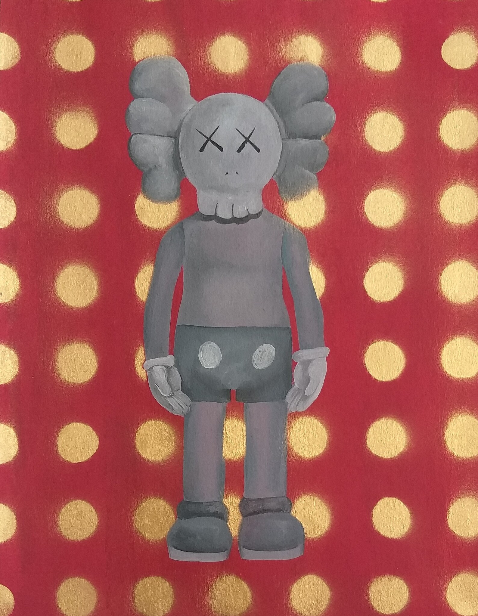 Painting original Wall Art KAWS statue Celebrating Holiday Etsy