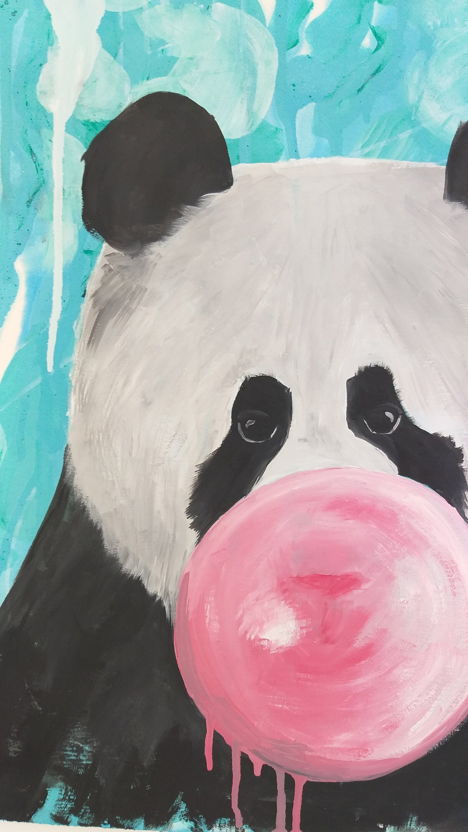 Paintings on canvas Wall Art pink panda Celebrating Etsy