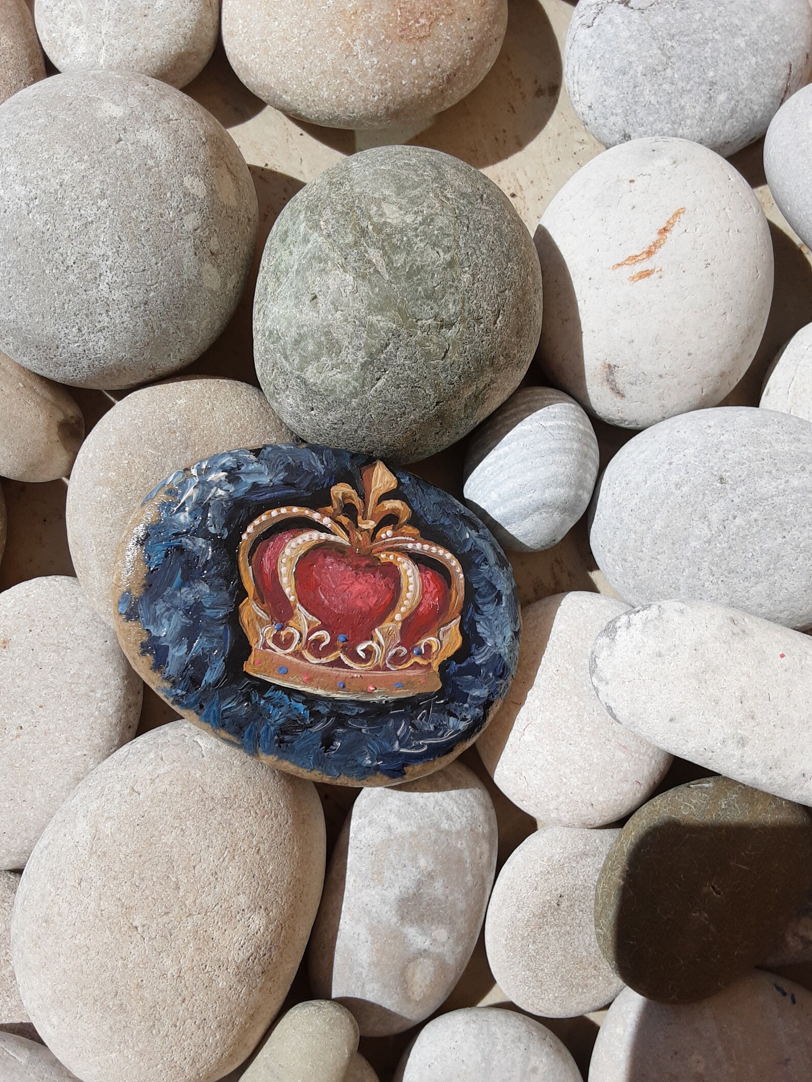 Crown Oil painting on rocks sea natural stone collectible Etsy