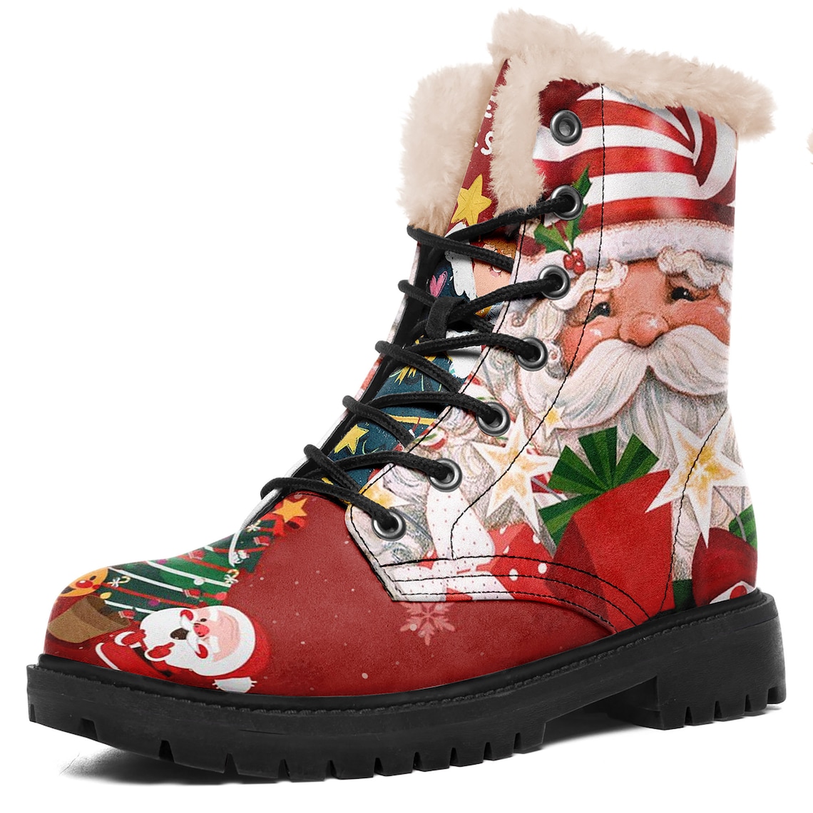Christmas Boots Santa Claus Print Womens Winter Snow Boots  Etsy