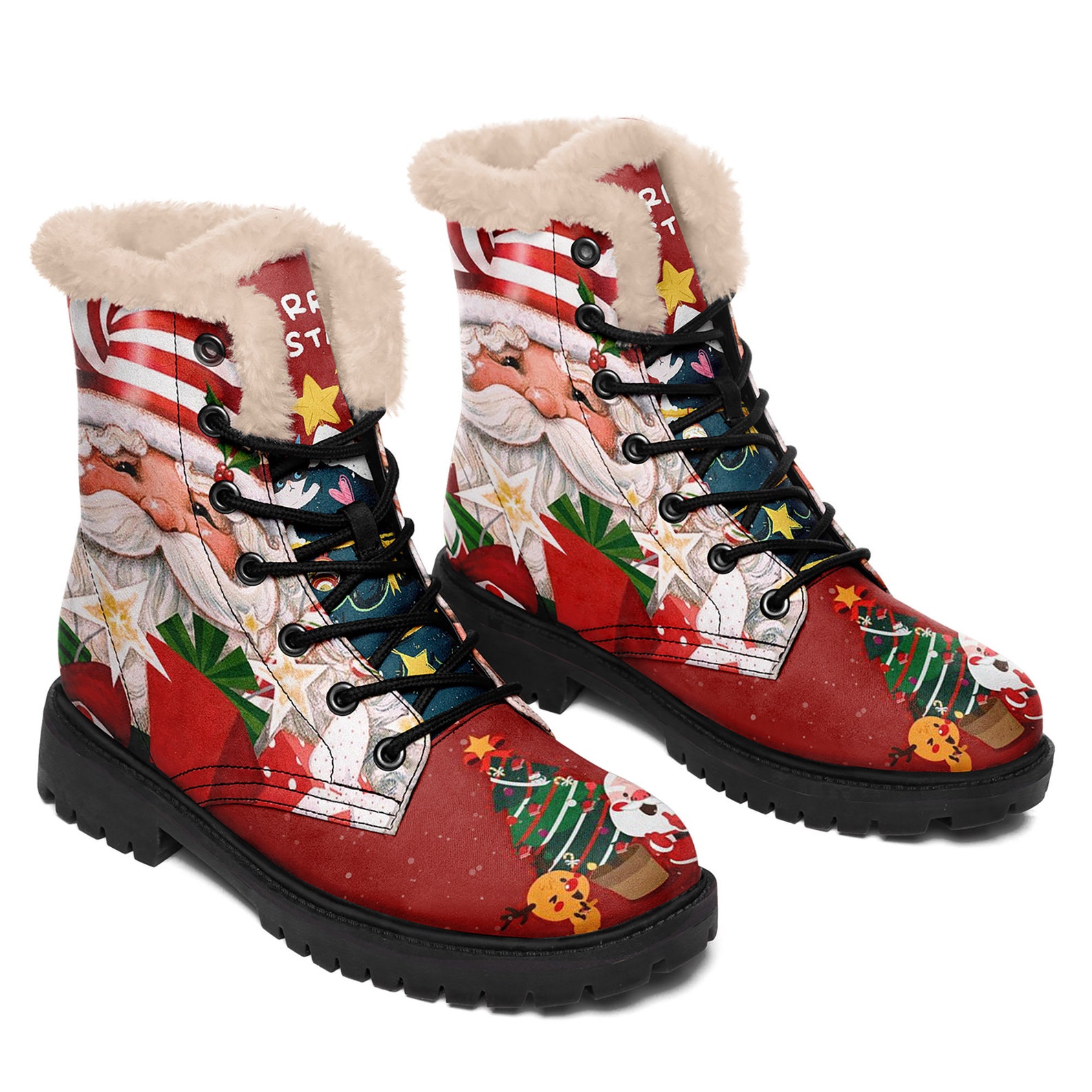 Christmas Boots Santa Claus Print Womens Winter Snow Boots  Etsy