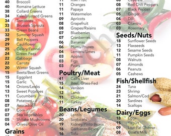 World's Best Nutrition Chart, NUTRIENT RICHNESS CHART, Health Foods, Healthy Food List, Healthy Food Poster, Shopping List, Food Guide
